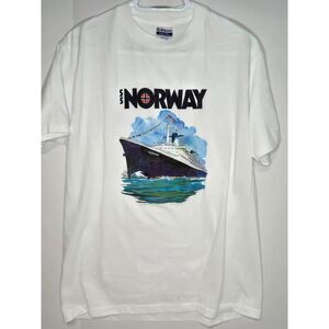 Vintage 80s Hanes Fifty Fifty SS Norway Cruise T Shirt | Men's XL Fits Like M-L